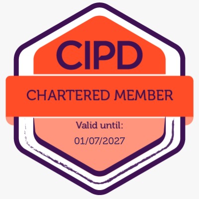 CIPD Chartered Member badge, valid until 01/07/2027